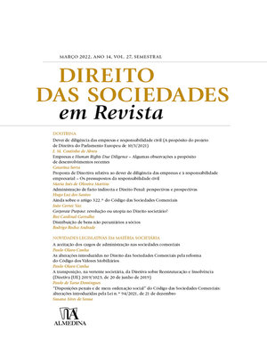 cover image of Direito das Sociedades em Revista--Março 2022, Ano XIV, Volume 27, Semestral